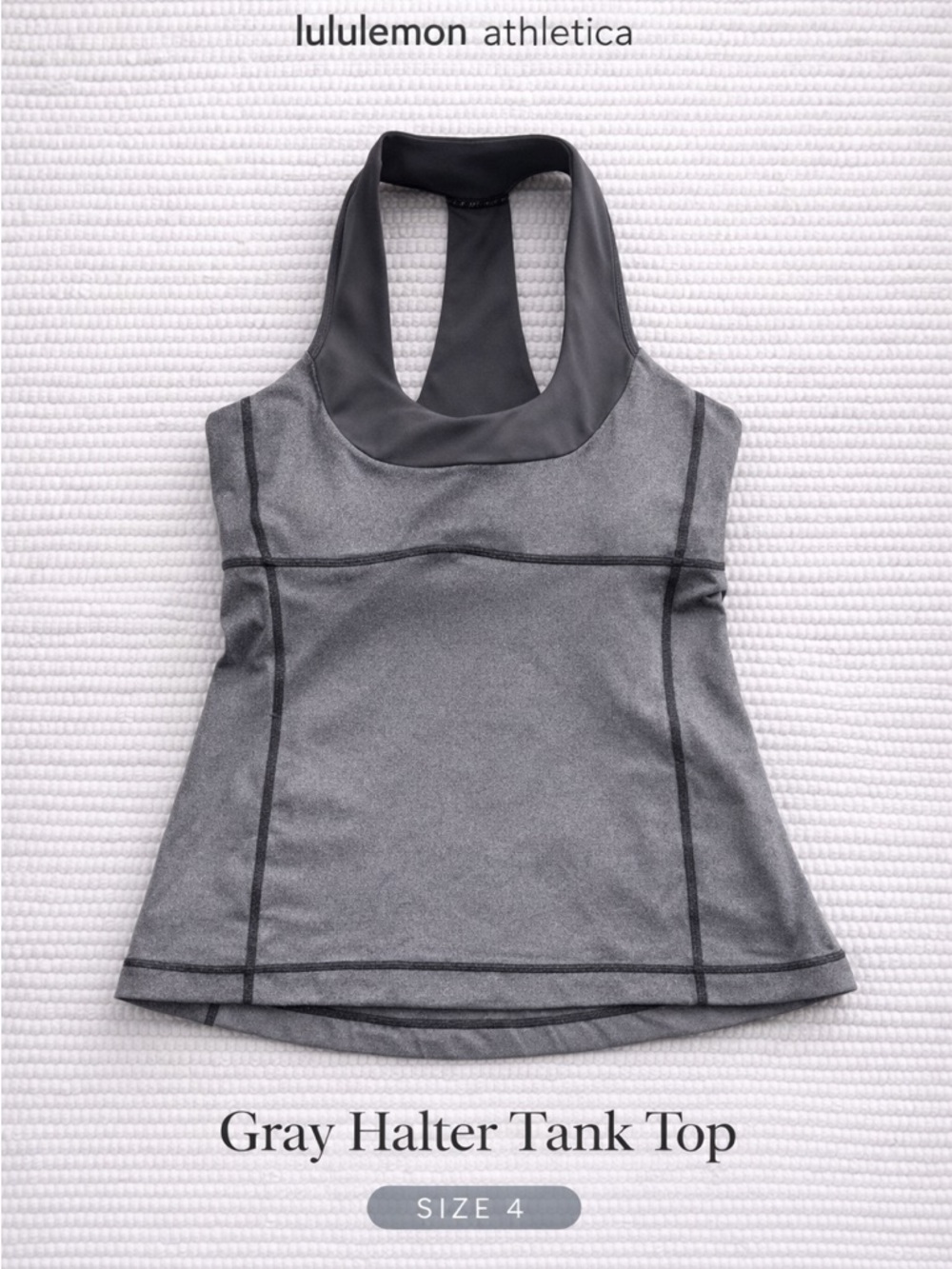 Lululemon Halter Tank Top Gray Athletic Yoga Workout Built In Support 4